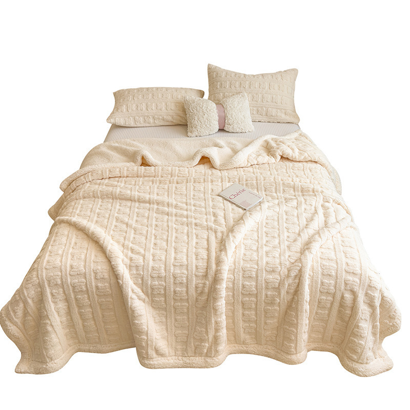 Dual capa Jacquard mantas de cordero espeso otoño invierno mantas de sofá mantas de siesta de oficina mantas de aire acondicionado mantas de cubierta