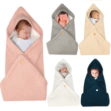 跨境ins婴儿加绒睡袋多用途抱被加厚针织推车包被保暖睡袋毯子