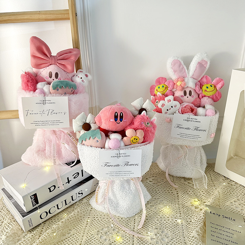 New Cute Cartoon Doll Kirby Bouquet Christmas Gifts Chinese Valentine's Day Bouquet Wholesale