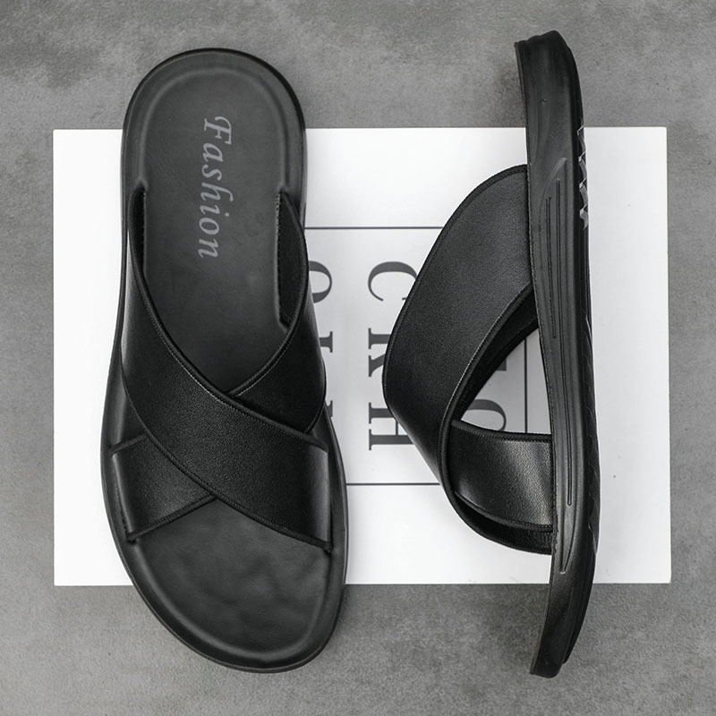 Verano nuevas sandalias de los hombres zapatos de playa casuales de cuero genuino zapatillas vietnamitas moda al aire libre zapatos de los hombres de moda de una sola pieza de entrega