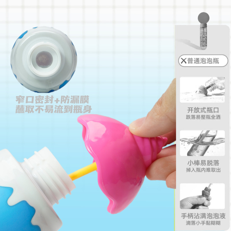 Douyin の同じスタイルの子供用液体をこぼさないアイスクリームバブルボトルかわいいバブルウォーターベビー夏の屋外バブルおもちゃ|undefined