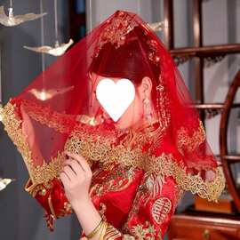 红盖头风婚礼结婚红色盖头新娘半透明秀禾服喜帕中式复古蒙头巾
