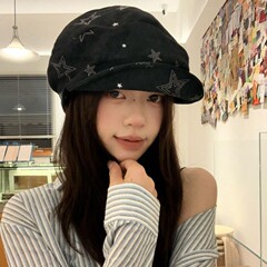 GN”多种戴发“星星云朵贝雷帽女秋文艺时尚休闲百搭显脸小八角帽