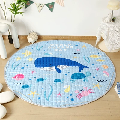 Round Outing Kidsren Cartoon Climbing | Avtomobil döşəmə paspasları - baby-whale-15-m-diameter-round-storage-mat