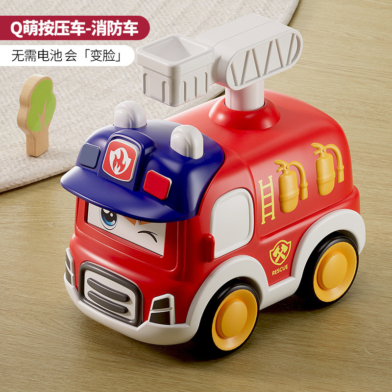 QMeng niños presionar inercia retorno coche ambulancia modelo de coche de policía dibujos animados deslizamiento mini juguete puzzle