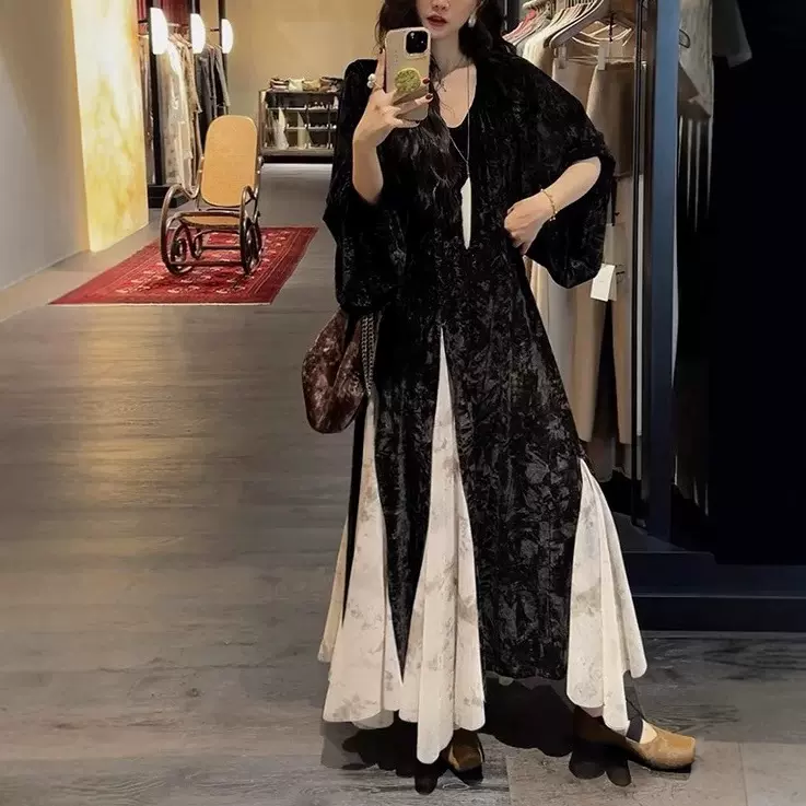 三吉黑花【渡清欢】新中式国风秋冬连衣裙2024新款高级感穿搭诧寂