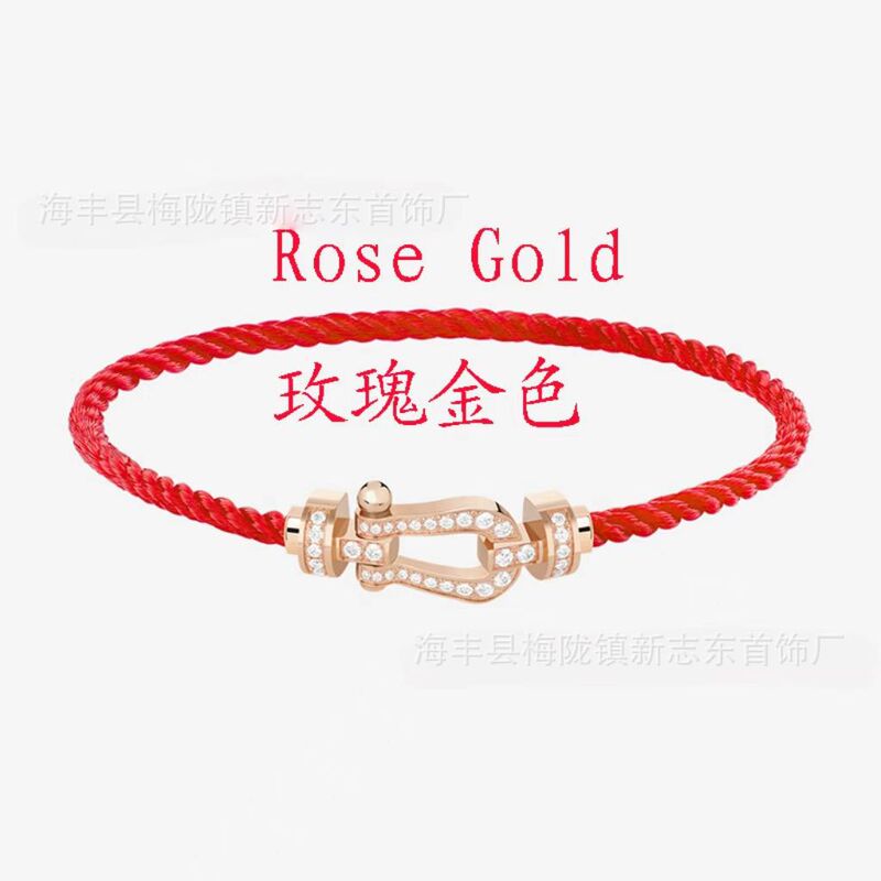 中号马蹄扣费雷德红绳手链情侣款男女本命年转运精工钢丝DIY手绳|undefined