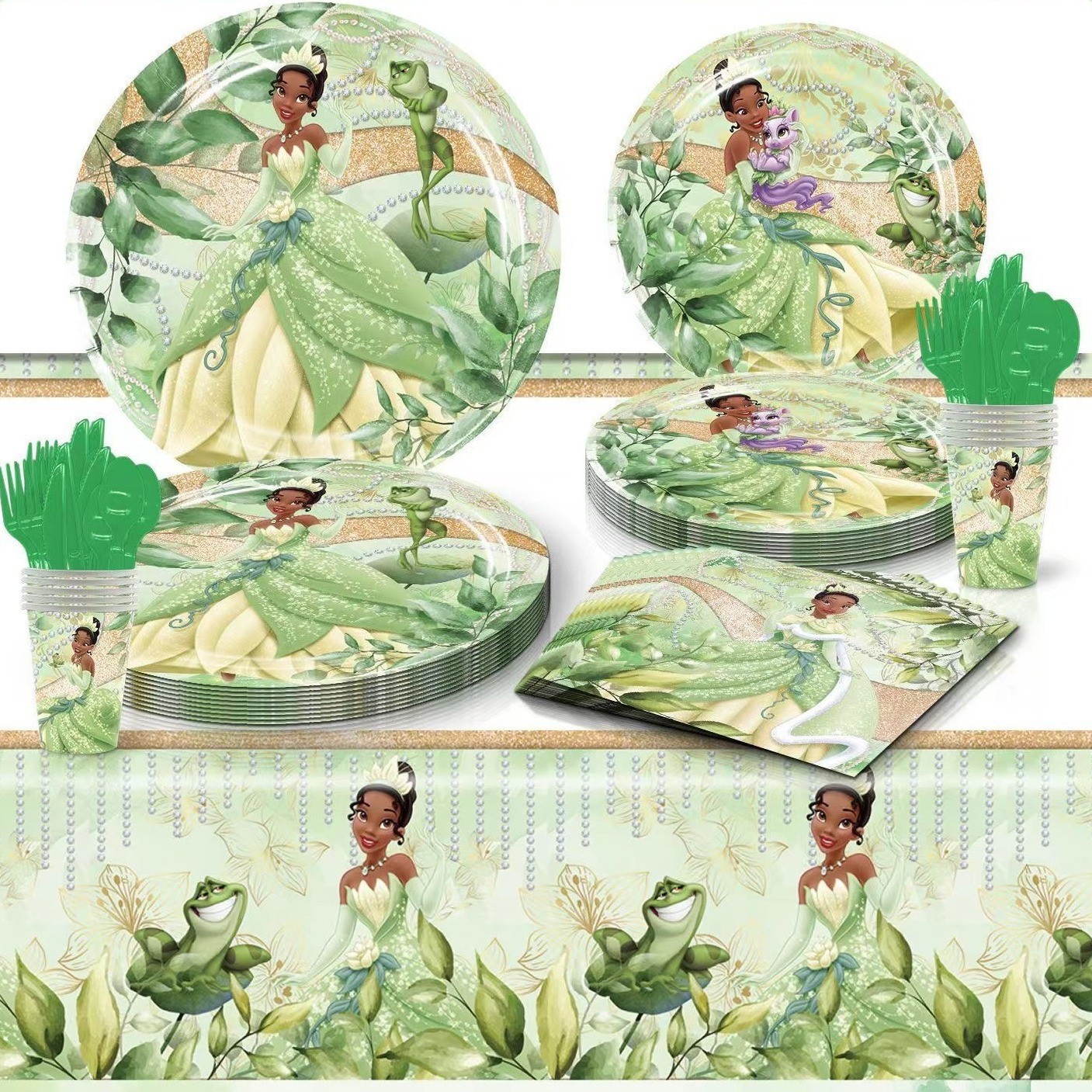 Princess Diana Decorative Birthday Party Supplies Disposable Decorative Tableware Set Paper Plate Tissue Cute Supplies
