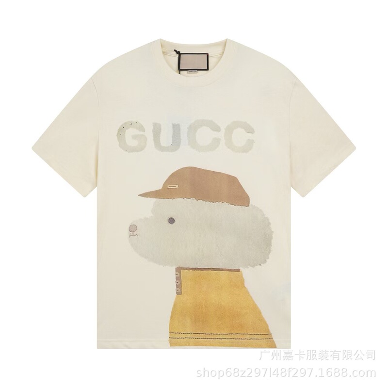 クロスボーダーハイエンドGファミリーTシャツラウンドネックフロントロゴ柄シリーズカジュアル男女同型半袖Tシャツ|undefined