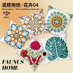高品質エスニックスタイルの花新中国風刺繍リビングルームソファ枕アメリカンタオル刺繍クッションカバークロスボーダー