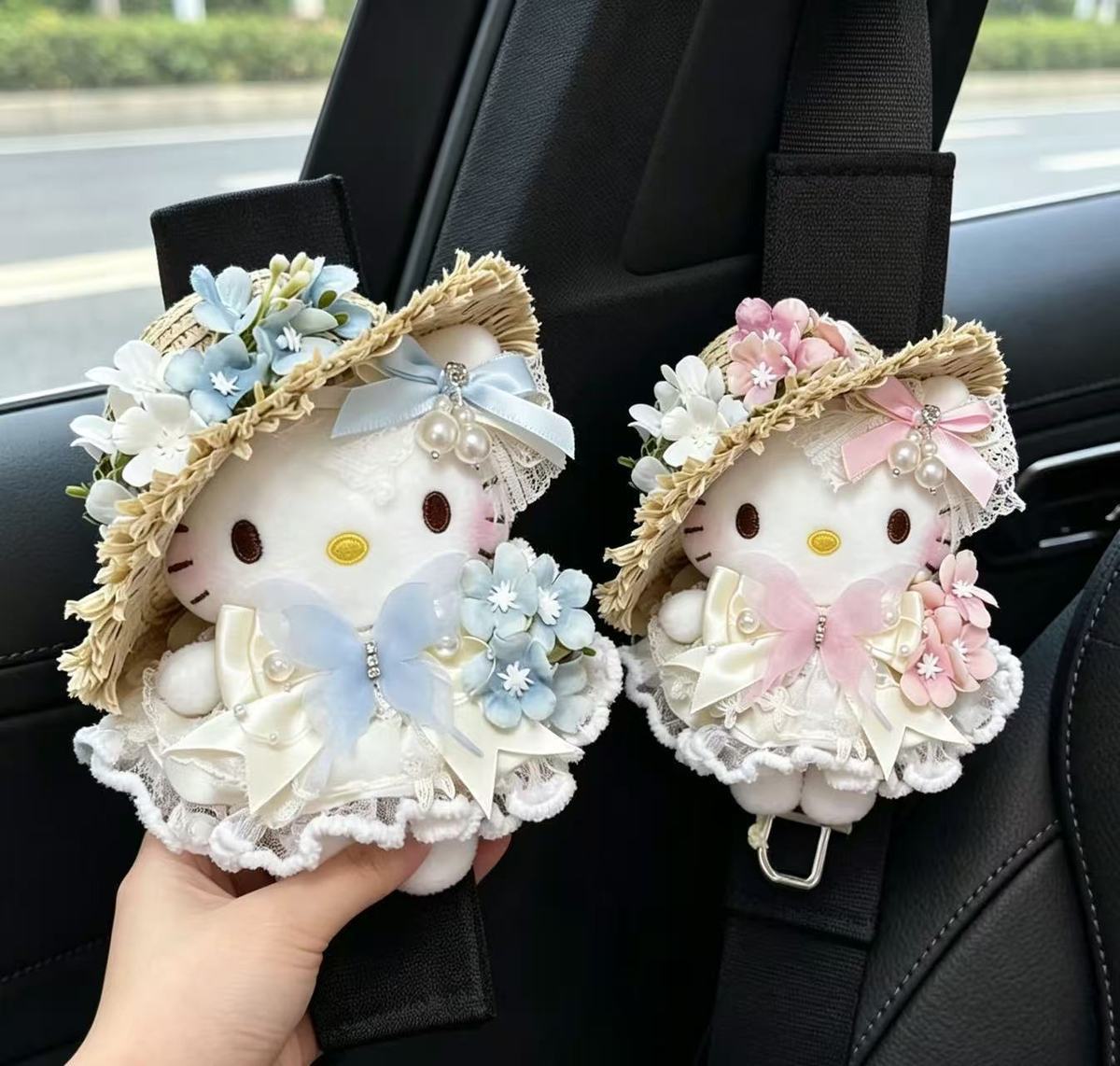 Cute Hellokitty Car Seatbelt Cover, Car Seatbelt Shoulder Pad, Seatbelt Decoration, Anti-Wear Clothing