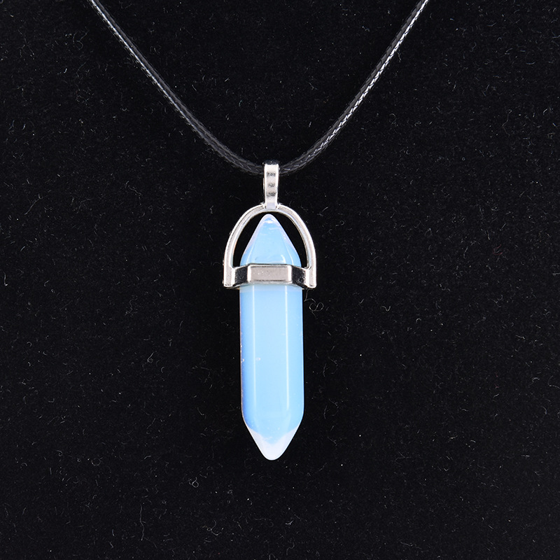 Cristal natural ágata columna hexagonal colgante diamante bala collar al por mayor cuarzo punto colgante