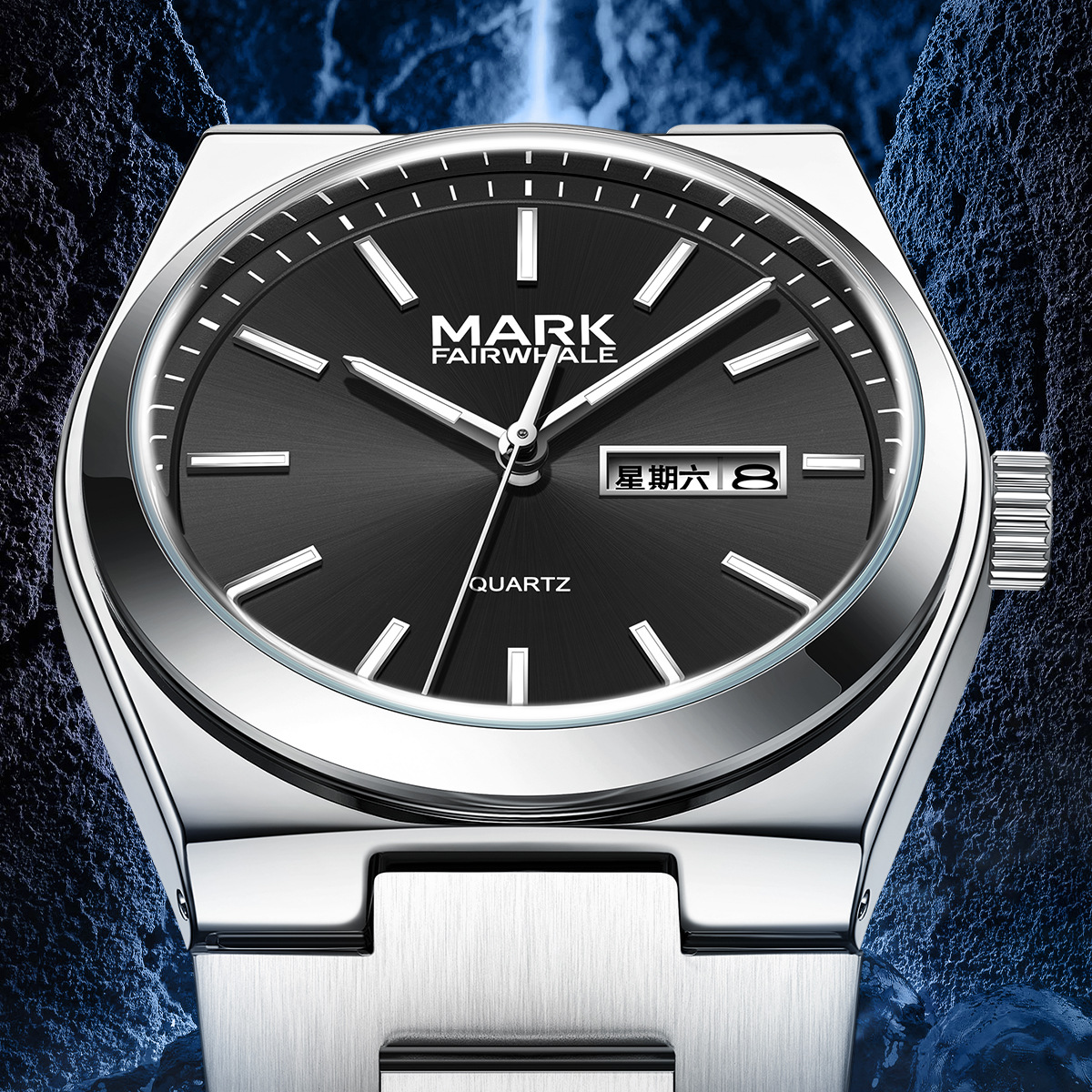 Mark Fairwhale Brand Waterproof Luminous Business New Calendar Week Quartz Watch