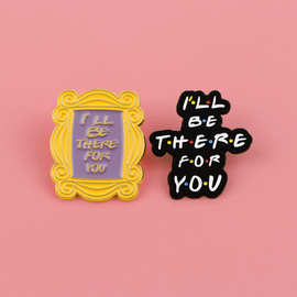 卡通老友记英文胸针别针服装包包配饰合金徽章跨境外贸现货批发