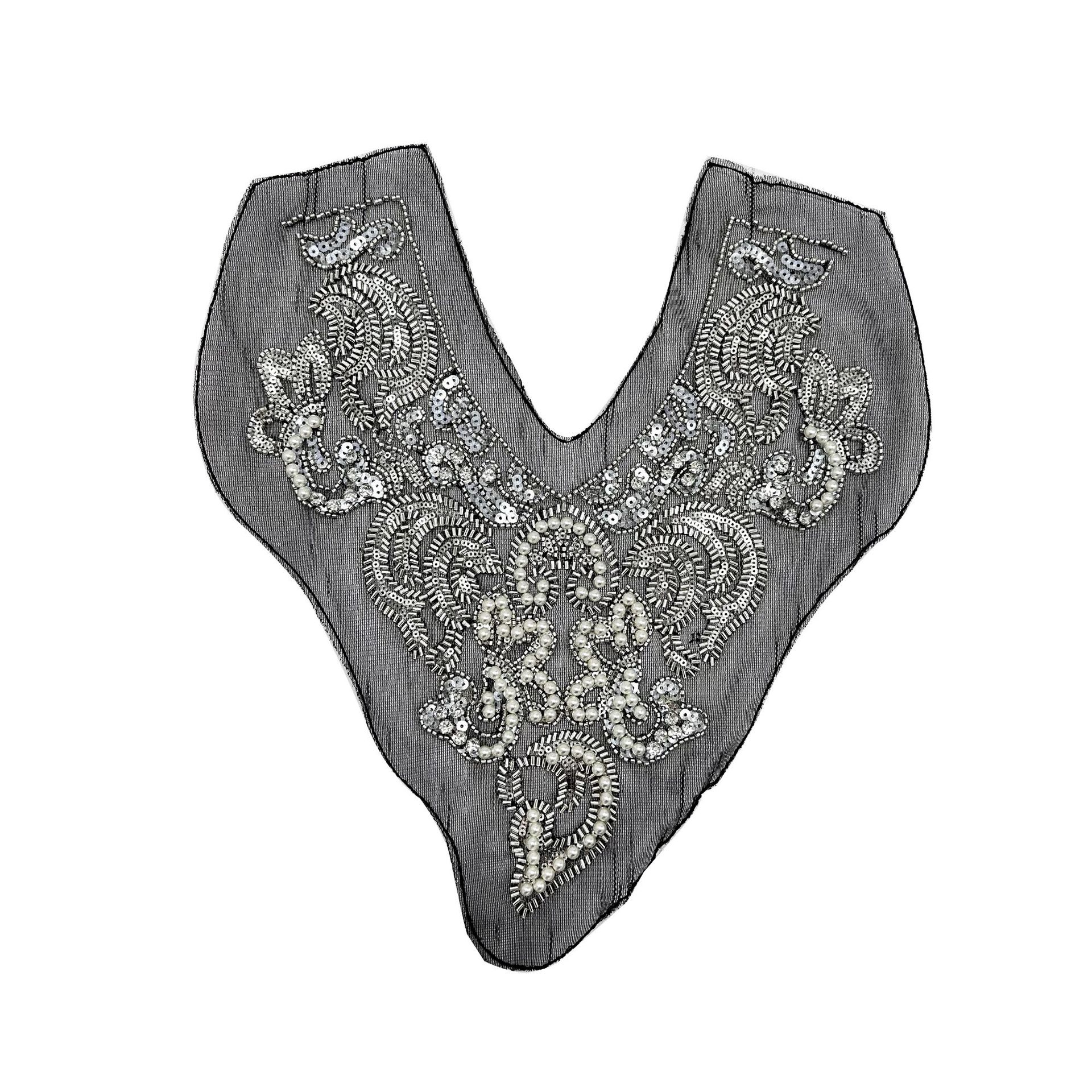 Blanco y negro bordado sequinilla tela de encaje pegatinas de ropa accesorios parche camiseta de base vestido de boda collar frontal aditivos accesorios image 6