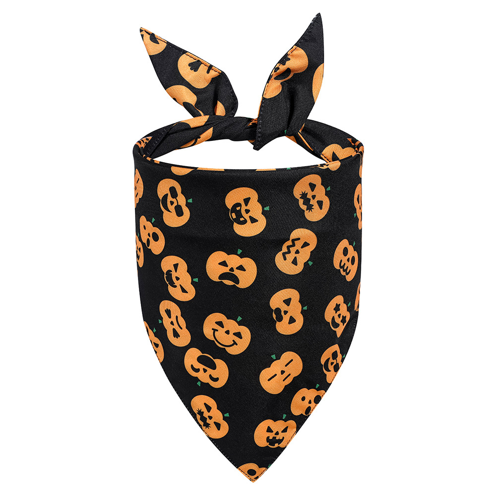 Fabricante en stock transfronterizo exclusivo para mascotas bufanda perro saliva toalla mascota Toalla de triángulo de Halloween mascota Toalla de saliva