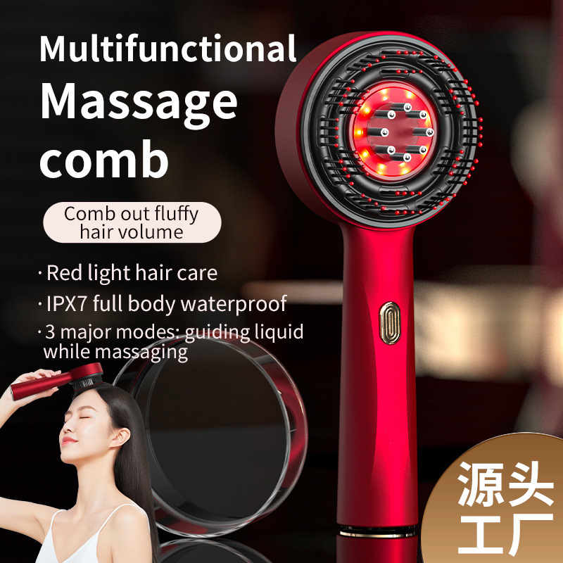 Peine de masaje eléctrico transfronterizo cabeza doméstica luz roja cuidado del cabello cuidado del cabello peine de peluquería cuero cabelludo meridiano masajeador fábrica