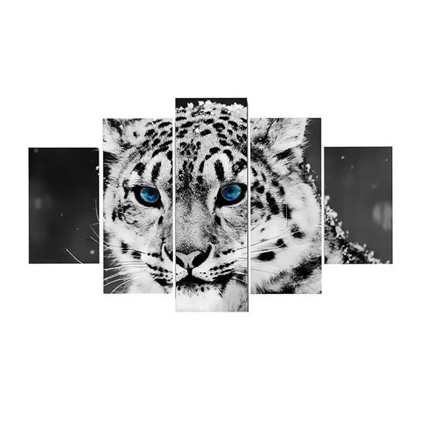 «1, 5 union gray -white canvas leopard head spray painting oil painting hanging painting without frame i173826a1»