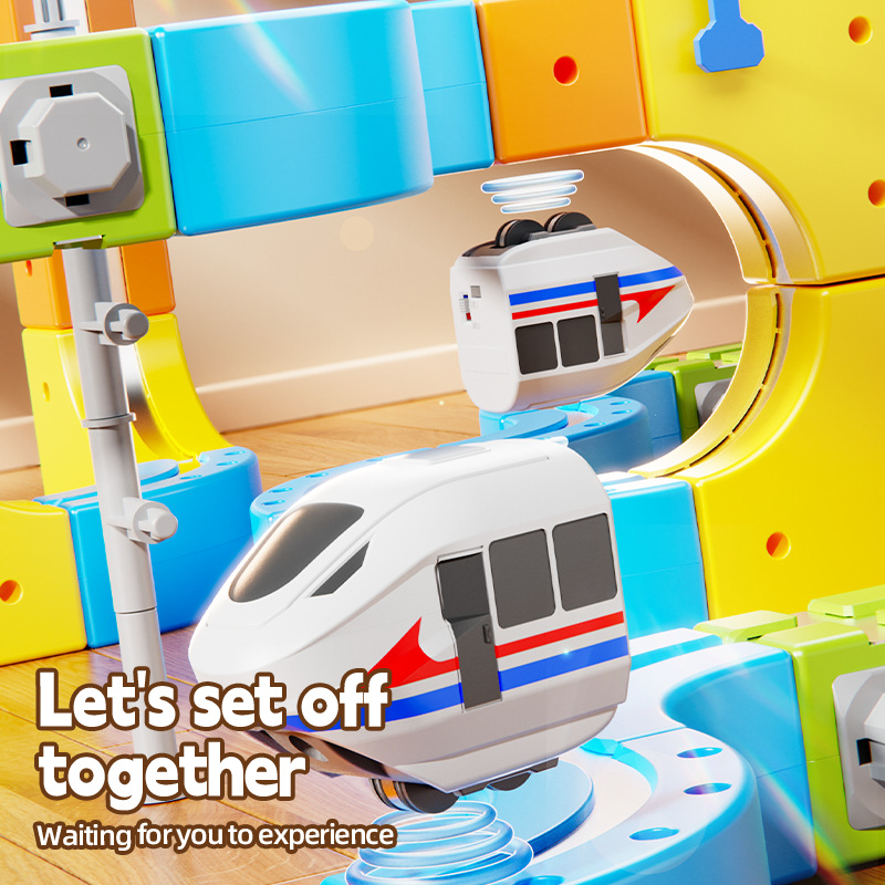 Transfronterizos mágicos órbitas cubo infantil tren de alta velocidad juguete magnético para niños y niñas bloque de construcción eléctrica variable