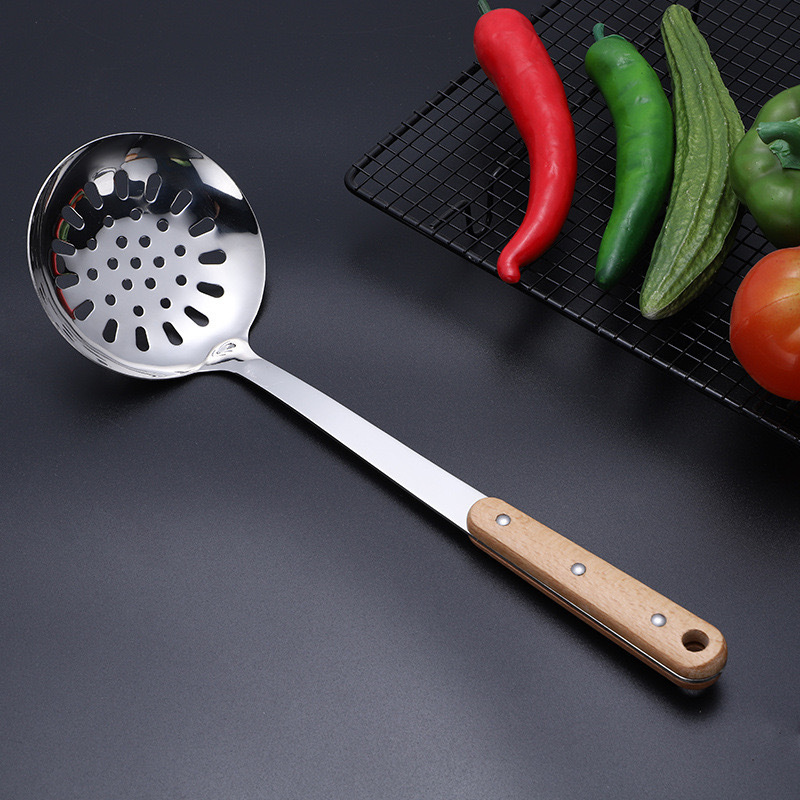 Espátula de acero inoxidable espátula espátula de madera maciza espátula cuchara espátula espátula para freír espátula