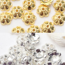 6mm/8mm合金花托配件保色镂空花瓣diy手链隔片串珠花帽隔珠小配饰