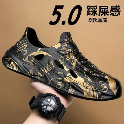 2025 Summer Men's Outdoor Hole-toe Slip-on Soft Sole Pressure Sensation Fashion Combinations Outerwear Trendy Coconut Beach Shoes