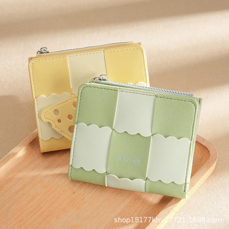 2023 New Original Biscuit Woven Short Wallet Multi-Card Small and Exquisite Simple ID Bag Coin Purse for Women 2023 New Original Biscuit Woven Short Wallet Multi-Card Small and Exquisite Simple ID Bag Coin Purse for Women