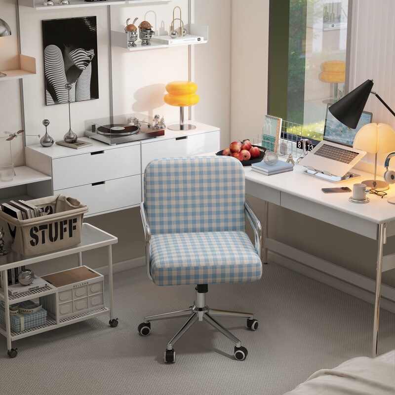 Home Computer Chair, Cream-Style Desk Chair with Armrests, Adjustable Height, Comfortable for Long Sitting, Swivel Chair for Study Room and Bedroom, Backrest Chair Home Computer Chair, Cream-Style Desk Chair with Armrests, Adjustable Height, Comfortable for Long Sitting, Swivel Chair for Study Room and Bedroom, Backrest Chair