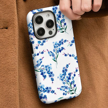 跨境爆款复古花朵手机壳15pm双层菲林壳iphone16薰衣草保护套17P