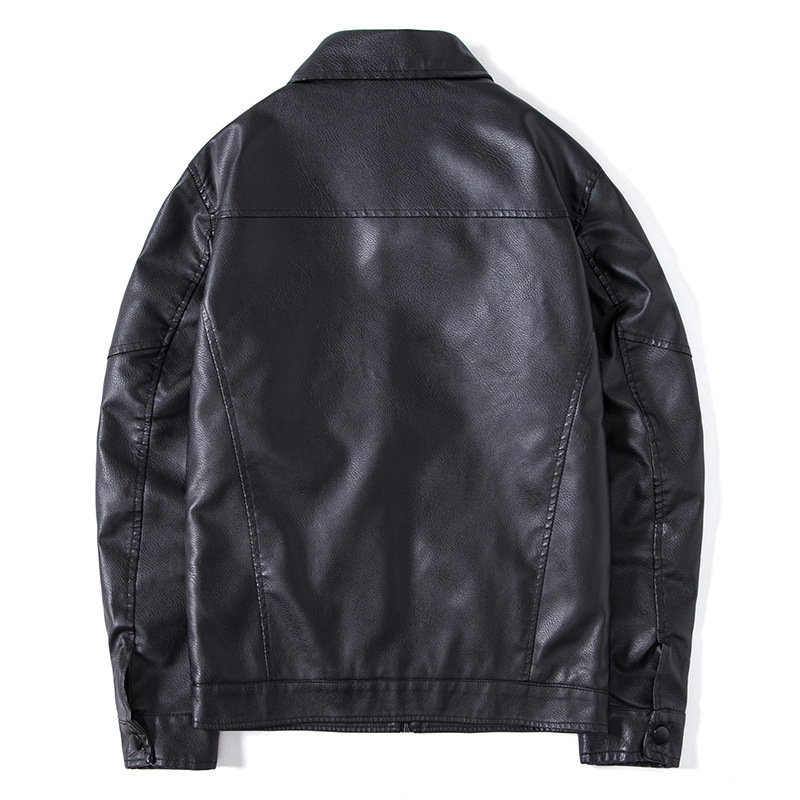 Men's clothing PU leather stand collar short leather jacket Korean version slim motorcycle leather jacket trendy men's coat winter wear_voghion.com