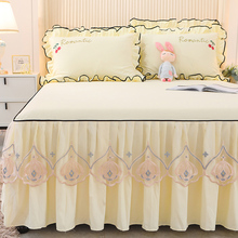 韩版公主床罩床裙式单件席梦思保护套防滑荷叶边1.5m1.8米2.0床常