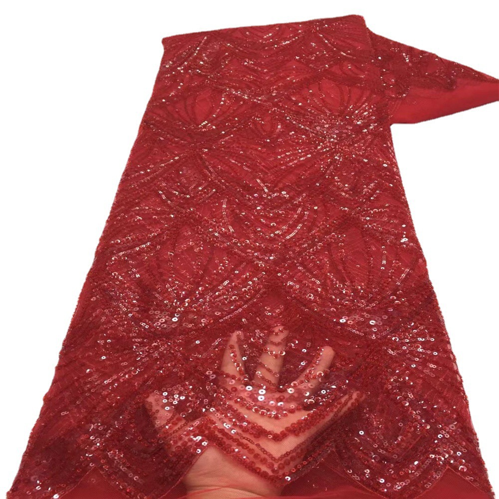 Nueva tela de encaje bordado multicolor industria pesada tubo de cuentas bordado DIY vestido de novia vestido de noche accesorios JX1979
