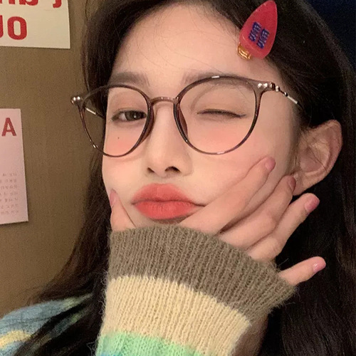 New TR90 anti-blue light flat mirror retro round frame Internet celebrity plain myopia glasses frame radiation protection glasses batch