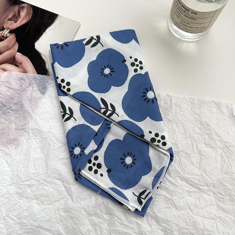 55 bufanda de seda, cinturón para el cabello, algodón y lino, bufanda cuadrada pequeña, arte coreano, moda de todo fósforo, primavera y otoño, nueva bufanda de temperamento, bufanda