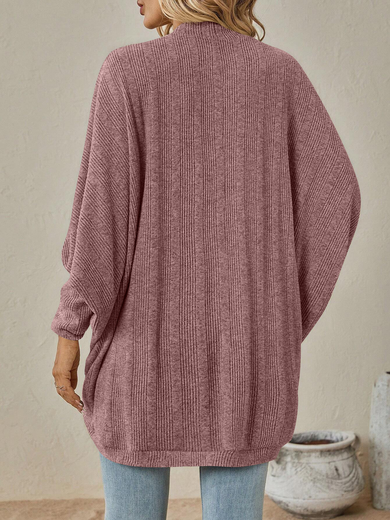 Oversized V-hals vest voor dames - Lange gebreide Coatigan (7 seizoenskleuren, S-XXL)_voghion.com
