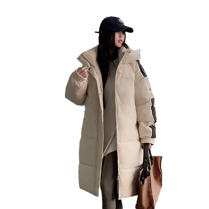 Ropa de algodón de pluma media y larga para mujeres de invierno nueva rodilla estudiantes de tamaño grande suelto chaqueta de algodón gruesa chaqueta de pan