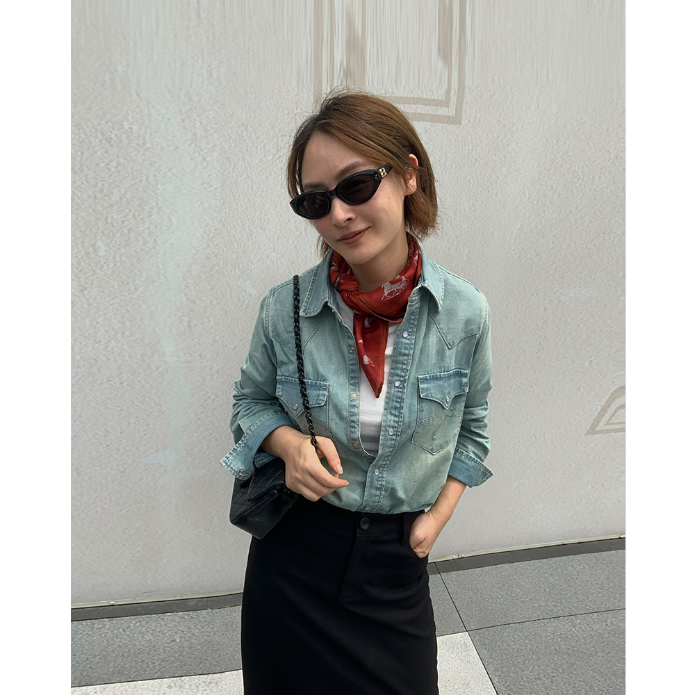 EVERTRUE 2026 Autumn New Korean Style Distressed Cotton Women's Casual Loose Denim Shirt Jacket 86200