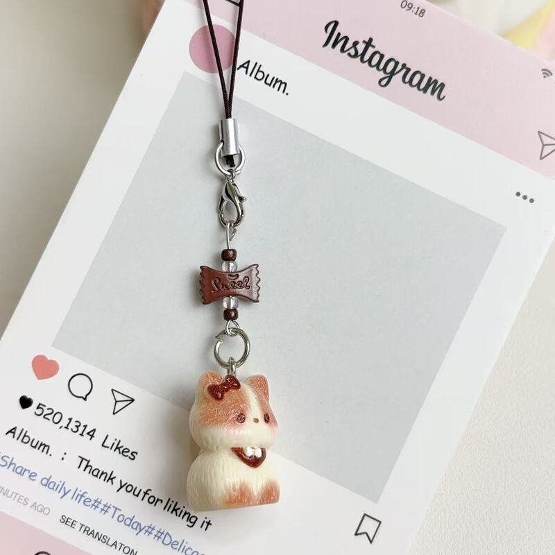 sweet串珠彩色暹罗猫手机链可爱卡通少女心甜美挂件学生手机配饰|undefined