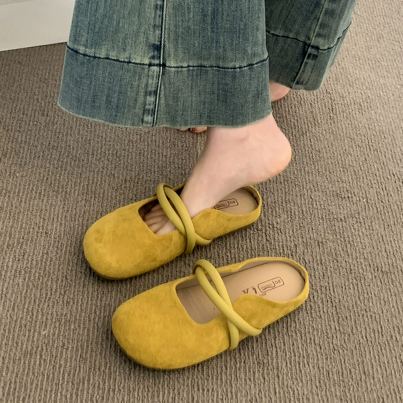 Сандалии Баотоу для женщин летом 2025 года, новые плоские туфли Birkenstock, полуплотные женские туфли, Mary Jane, отдельно обувь