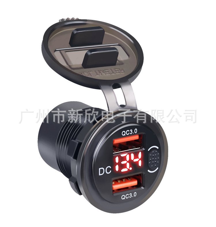 Cargador USB para automóvil Carga rápida de doble puerto 25 Coche 25 Motocicleta Modificación del automóvil 18W con pantalla digital