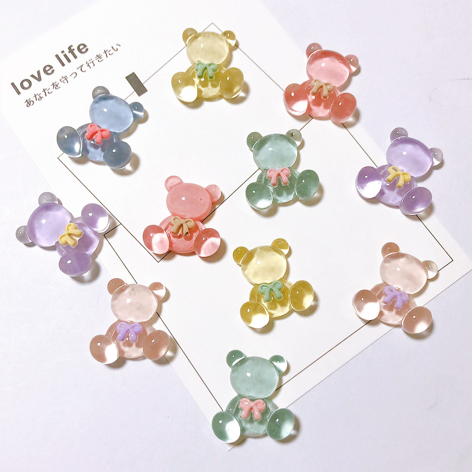 Hielo transparente resina oso accesorios venta al por mayor DIY teléfono móvil Shell crema pegamento horquilla taza de agua material decorativo oso transparente