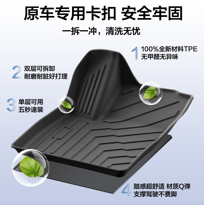 Suitable for 24-26 Models of Byd Yuan up Floor Mats, Atto2 Eco-Friendly Tpe Car Floor Mats, Byd Trunk Mats Wholesale