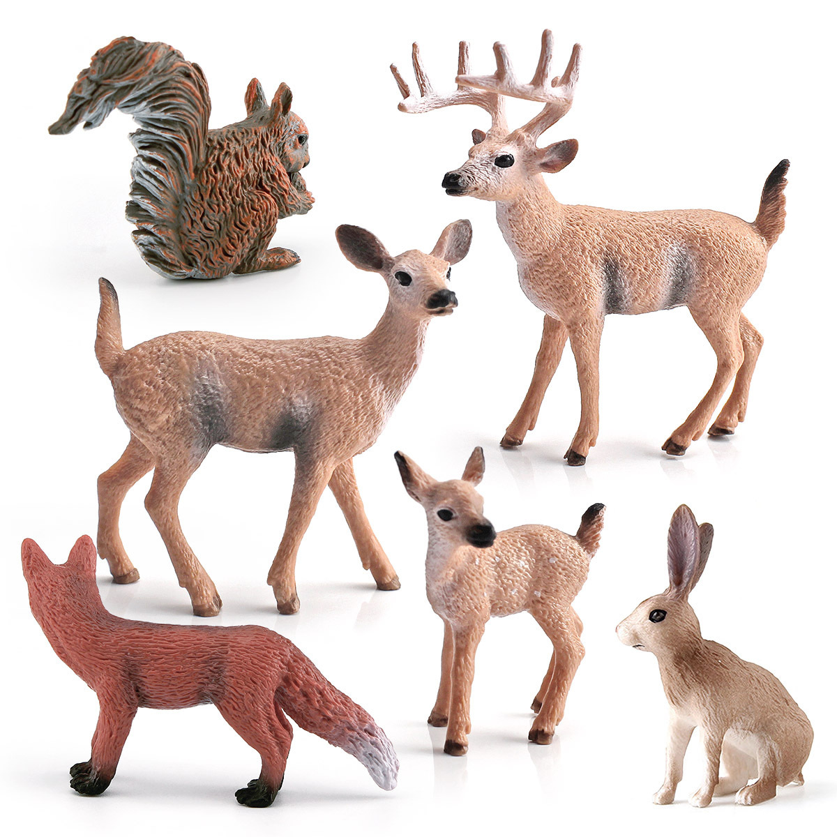 Amazon simulación ardilla zorro conejo blanco cola ciervos modelo bosque animal Navidad decoración estática juguete