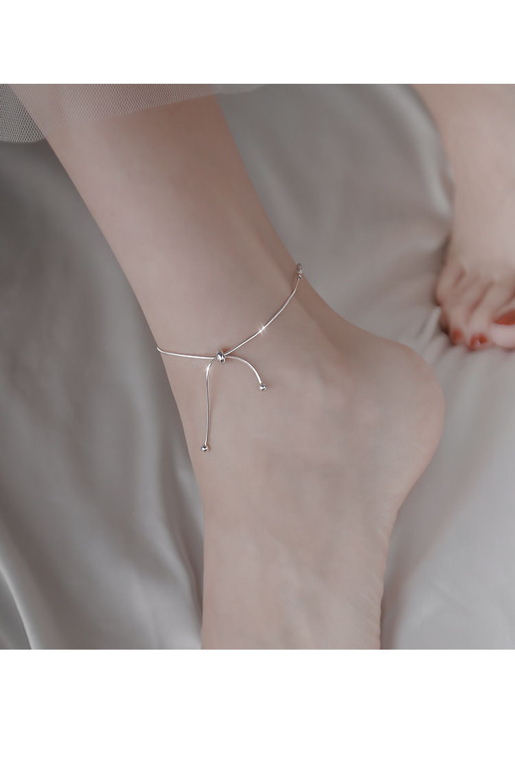 Round Bead Snake Bone Adjustable Anklet For Women Jewelry_voghion.com