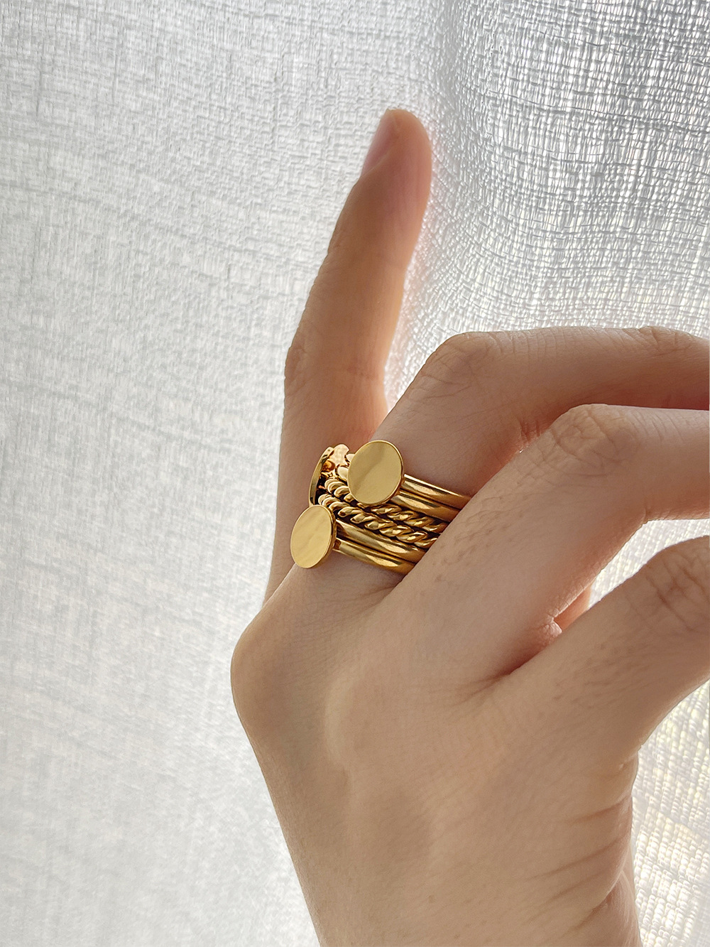 Glam Geometric Stainless Steel Rings Plating No Inlaid Stainless Steel Rings display picture 5