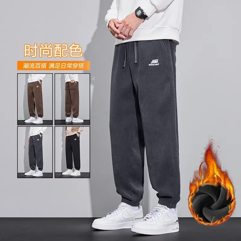 Men's Pants Autumn and Winter Thickened Casual Pants Men's Warm Fleece Thickened Sweatpants Men's Outdoor Sports Pants Men's Clothing