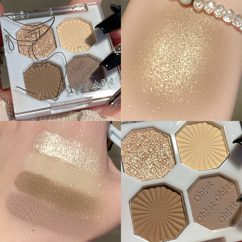 Gema brillante mini sombra de ojos de cuatro colores perla mate brillo lentejuelas estudiante barato portátil sombra de ojos placa sin maquillaje