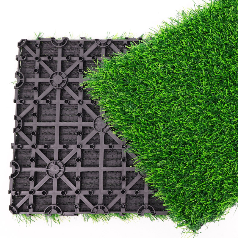 Simulación de césped nuevo suelo de plástico artificial flotante empalmable terraza césped falso terraza decoración al aire libre estera