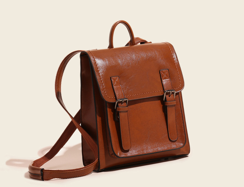 Women's Backpack 2022 New European And American Style Versatile Leather Women's Bag Fashion Oil Wax Leather Women's Backpack Backpack