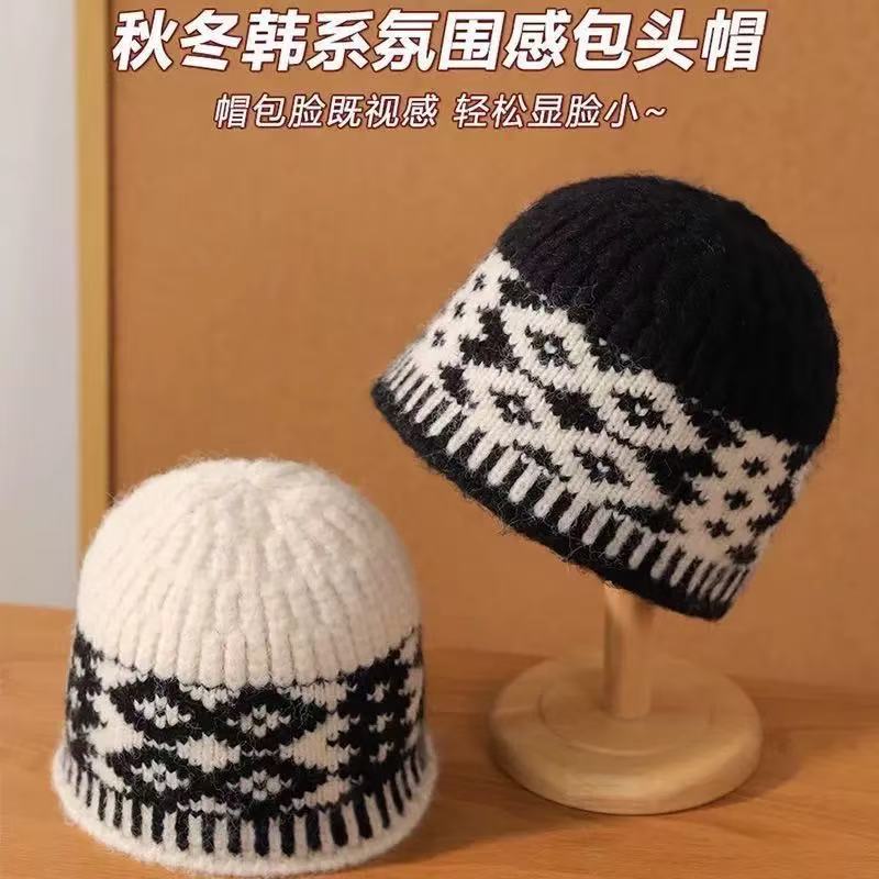 秋冬季女款显脸小针织毛线帽时尚潮流冷帽2025新款超好看菱格帽子|undefined